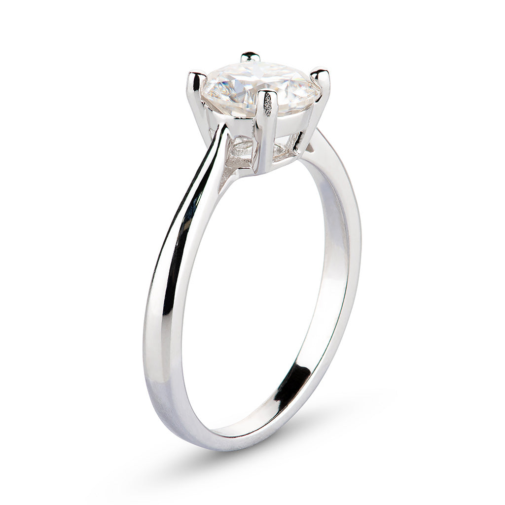 Round Solitaire Moissanite Engagement Ring