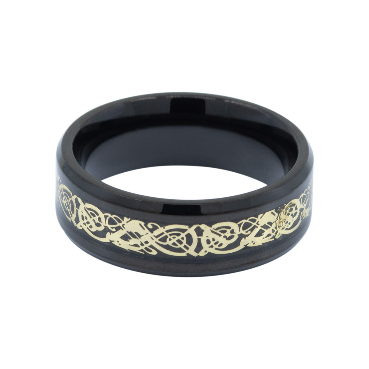 Men&#39;s Gold Inlay Celtic Dragon Ring