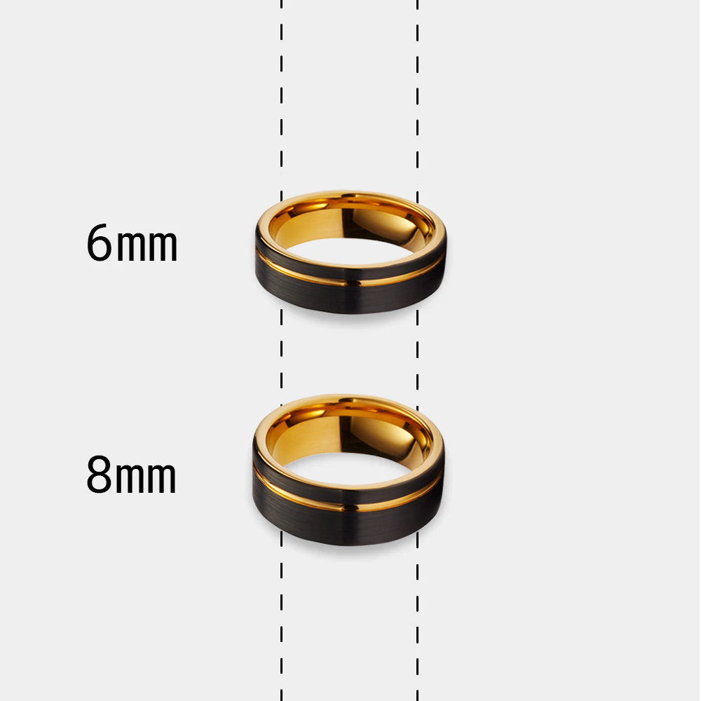 Men’s Black with Gold Accent Tungsten Ring