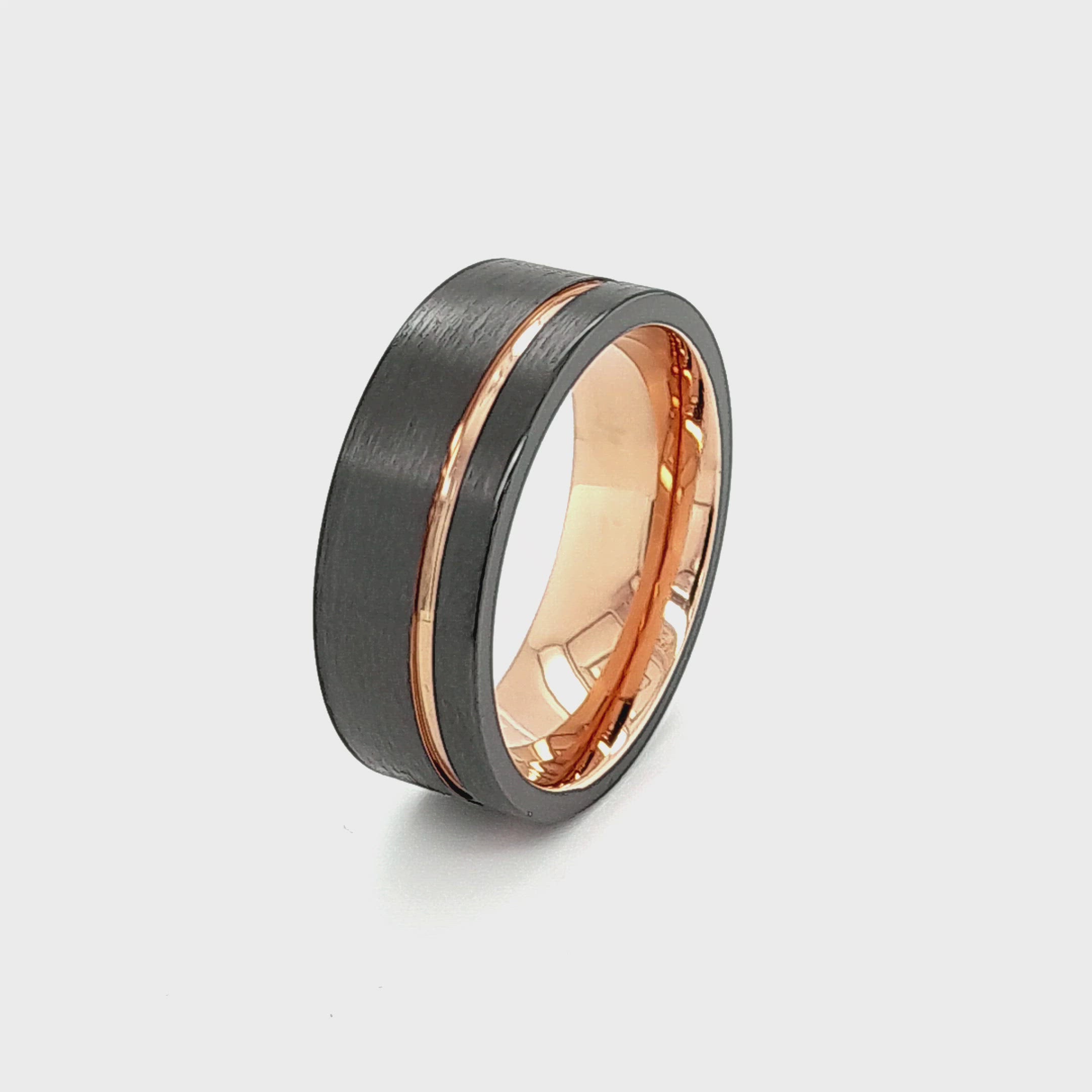 Men’s Rose Gold Accent Black Zirconium Ring