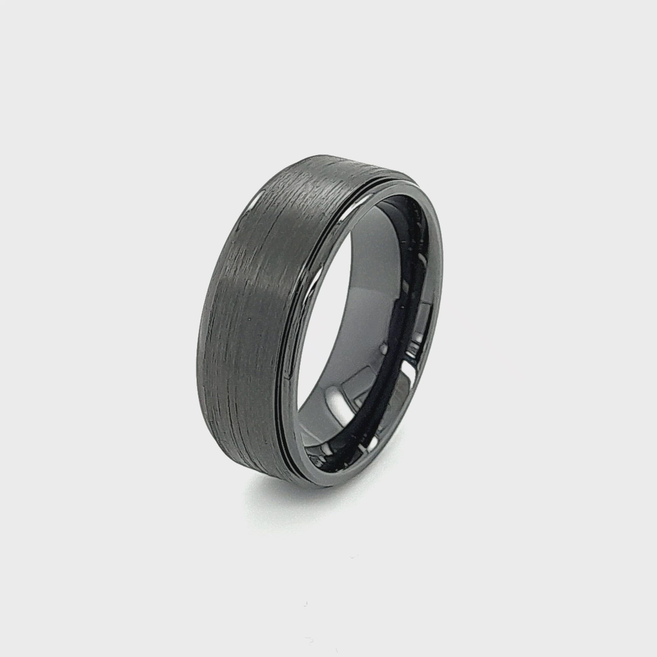 Men’s Brushed Black Zirconium Ring