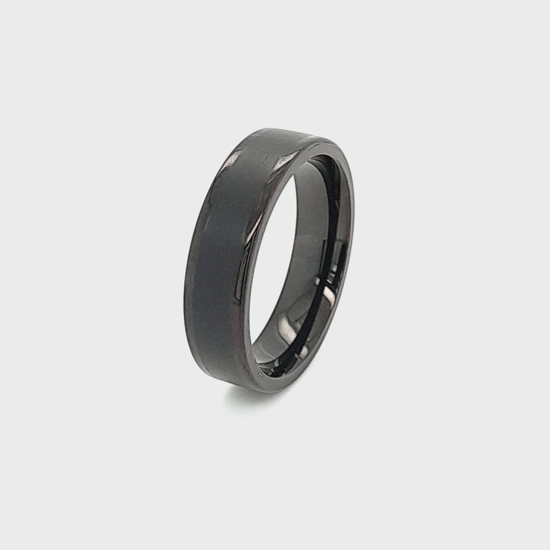 Men’s Pipe Cut Black Titanium Ring