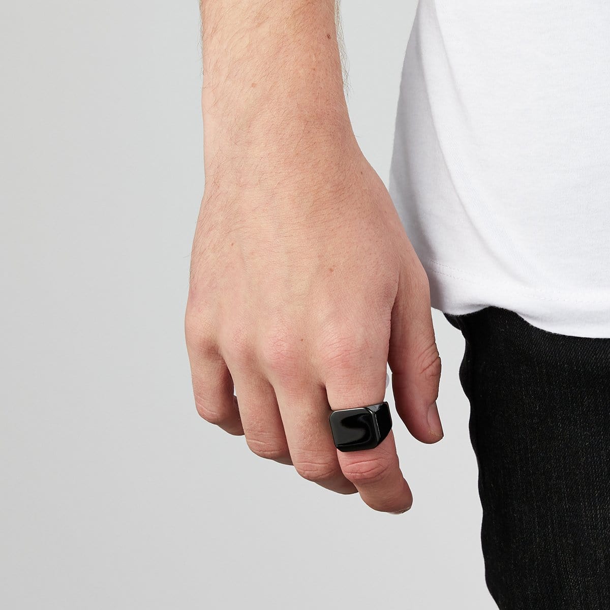 Men’s Black Square Signet Ring