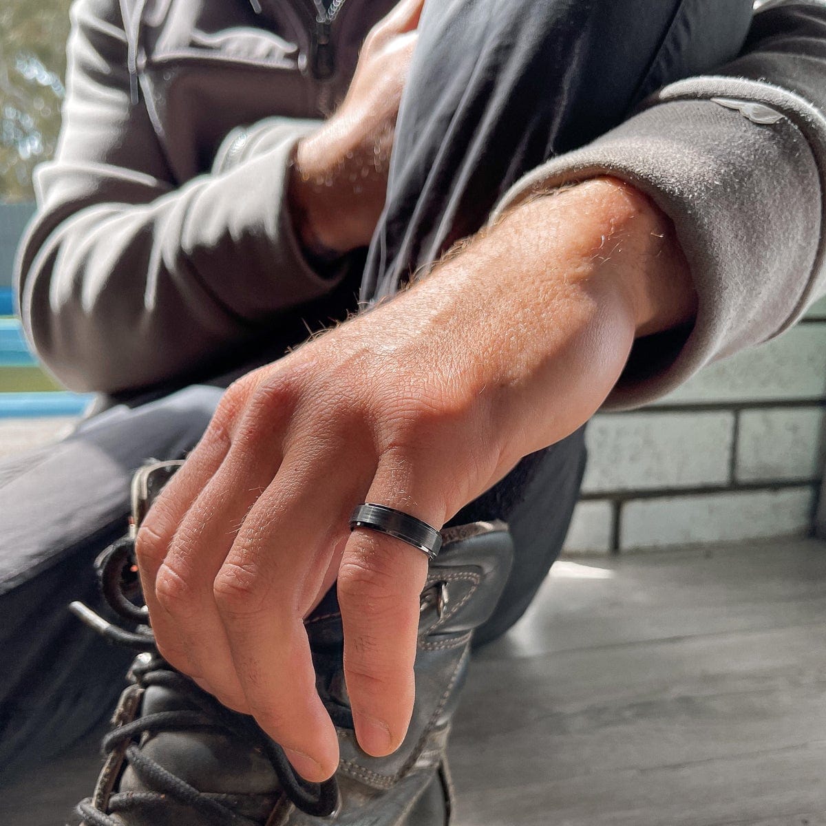 Men’s Brushed Black Zirconium Ring