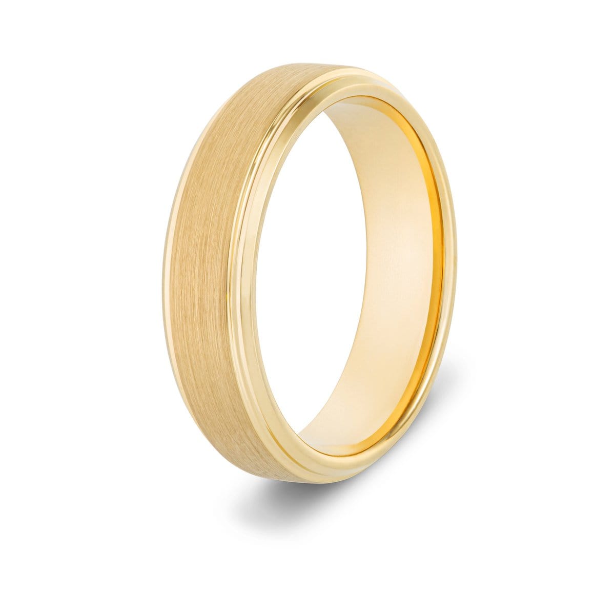 Brushed Gold Tungsten Ring Set