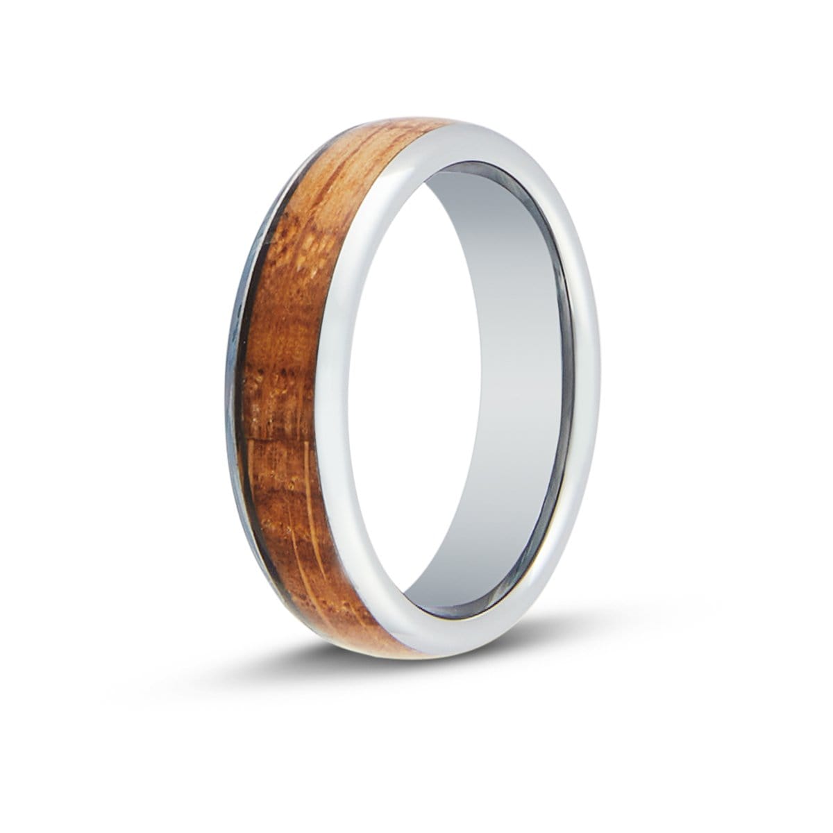 Whiskey Barrel Wood Inlay Ring Set