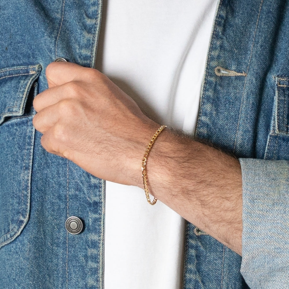 Gold Figaro Chain Bracelet (4mm)