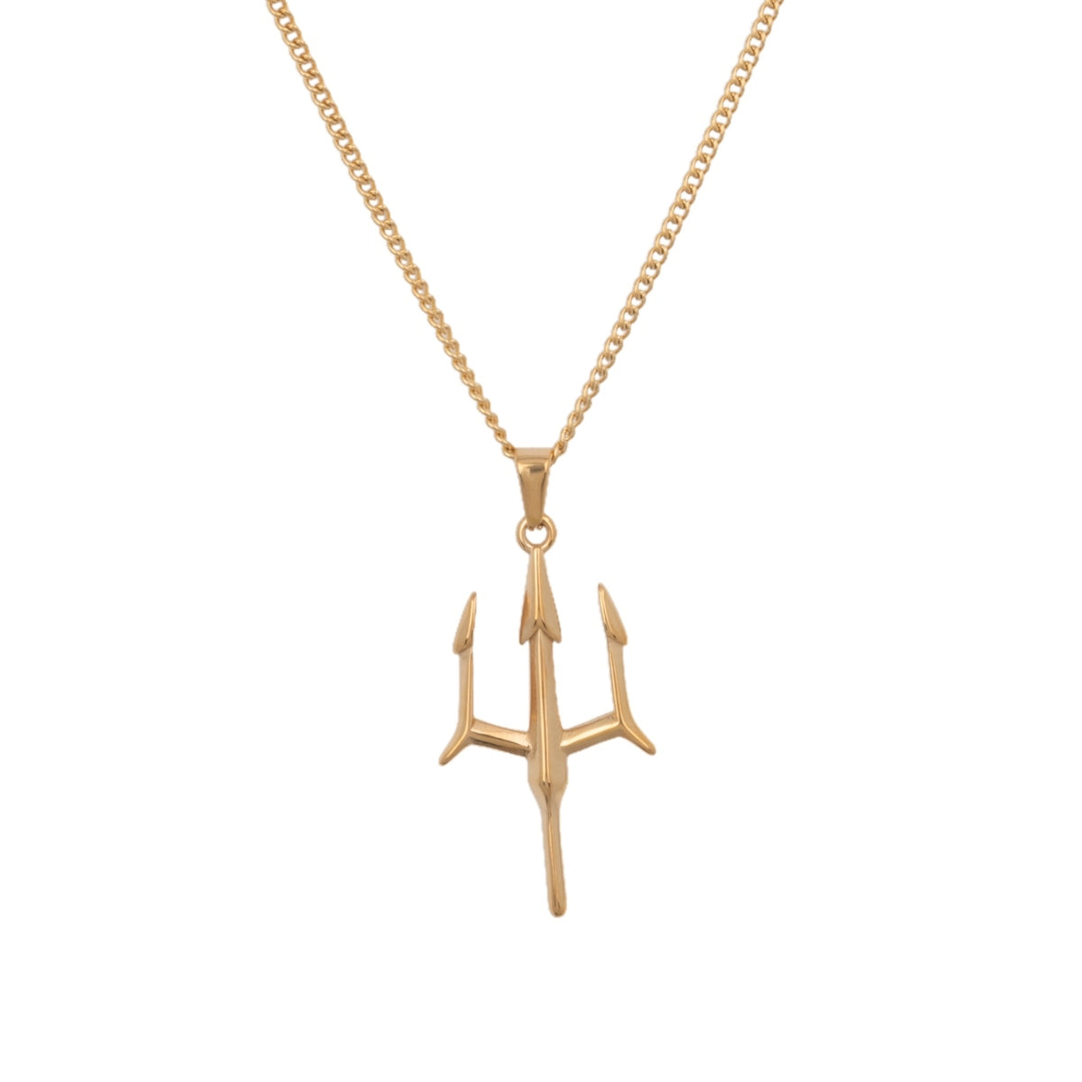 Gold Trident Pendant Necklace