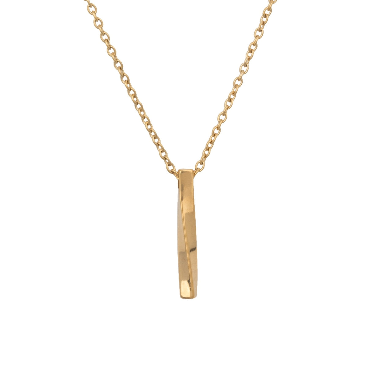Gold Twisted Bar Pendant Necklace