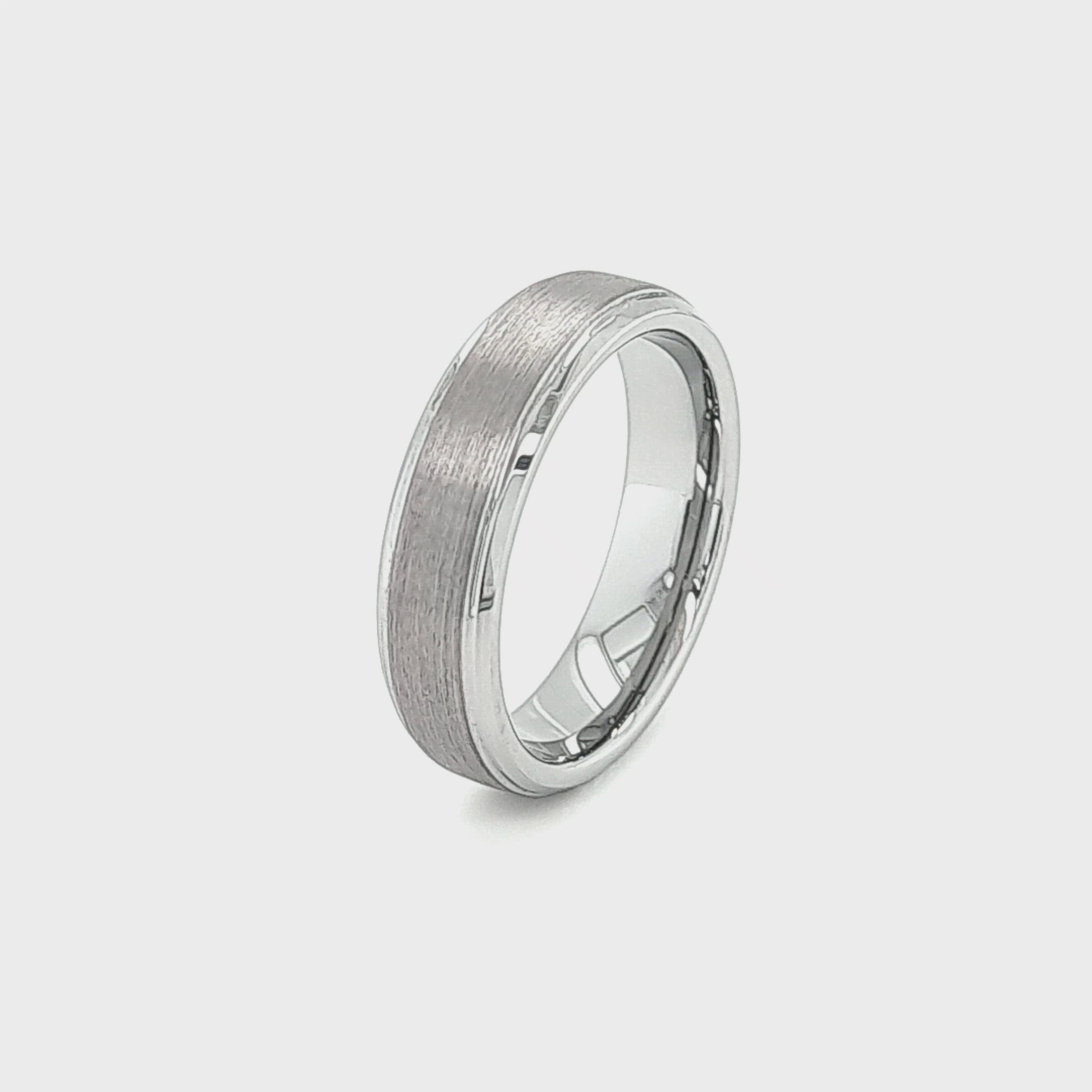 Men’s Brushed Silver Tungsten Ring