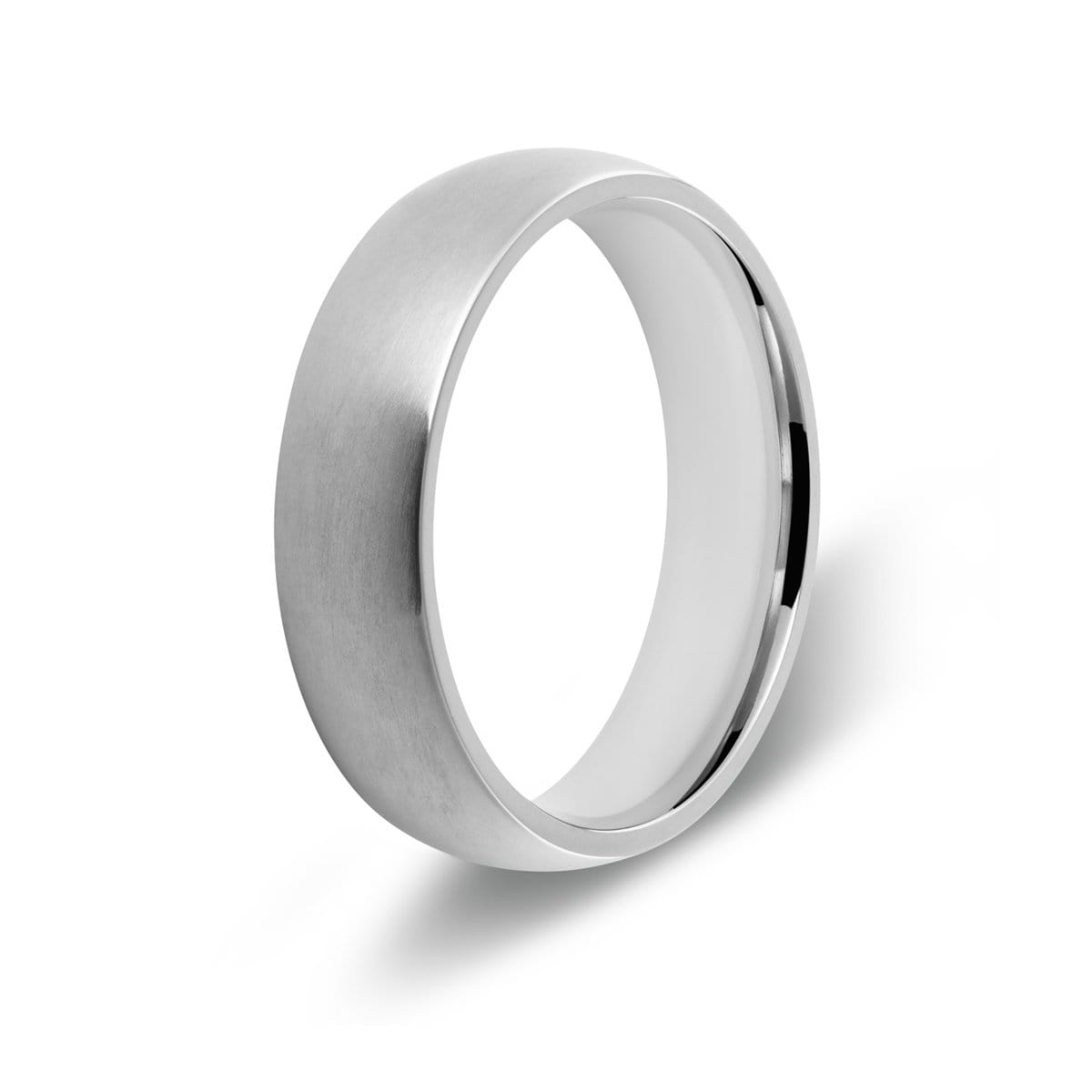 Brushed silver outlet wedding band