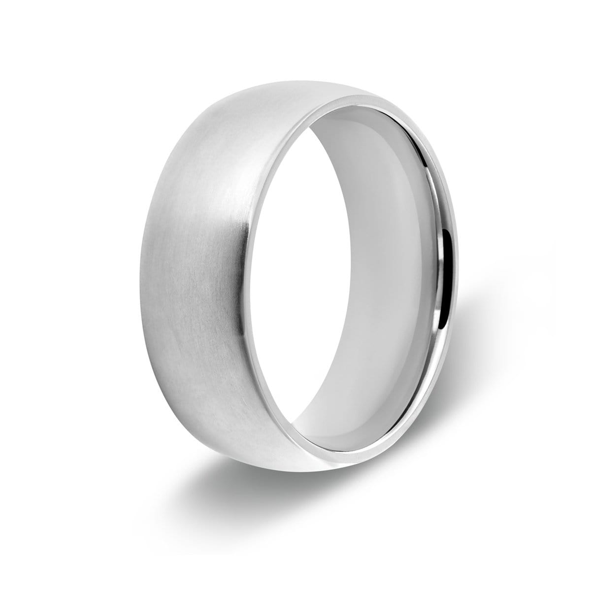 Men’s Brushed Silver Dome Titanium Ring